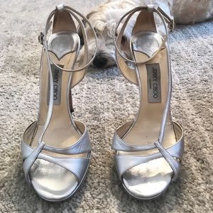 Jimmy Choo Silver Heels, US Size 9 (EU 39)